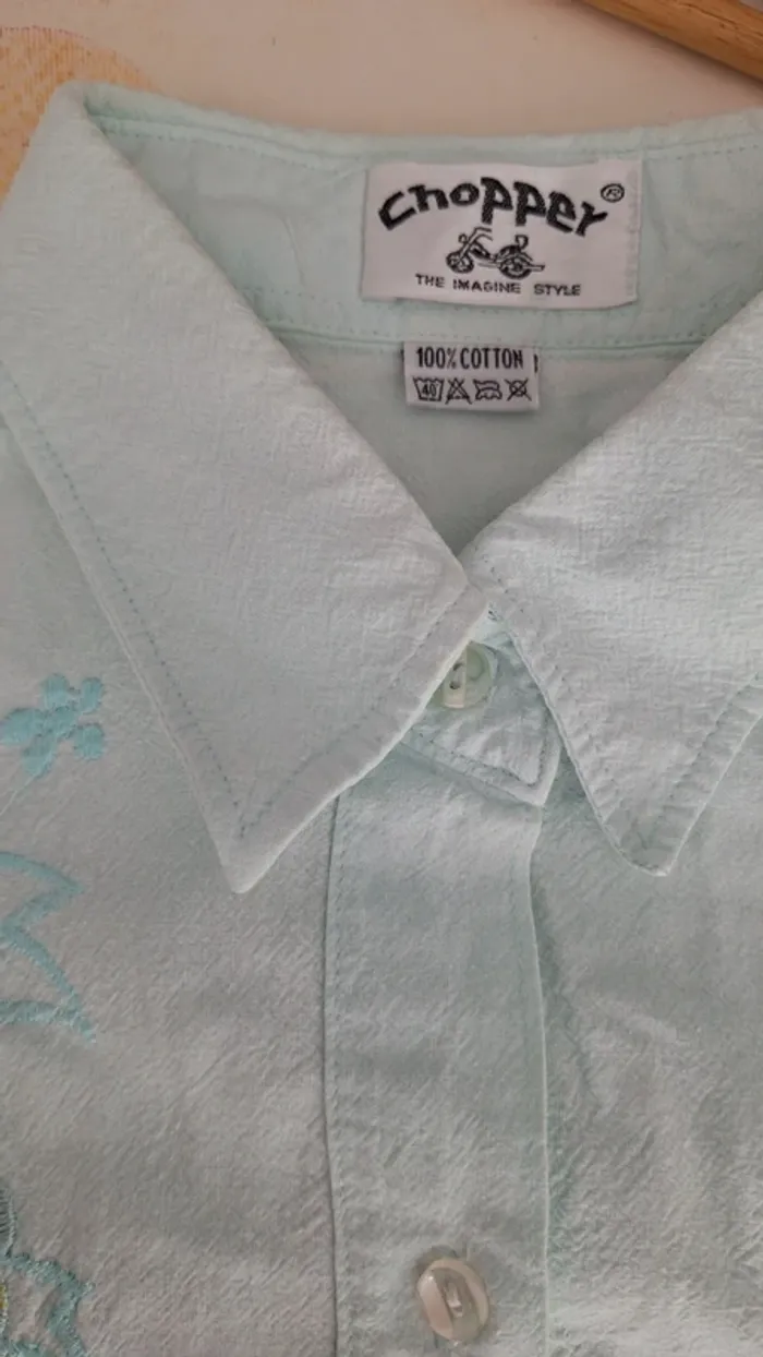 Chemise qualité vintage brodée fleurs 44 / 46 - photo numéro 5