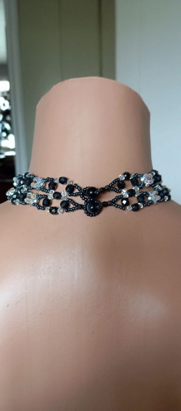 Superbe ras du cou de perles rocaille et Swarovski - photo numéro 3