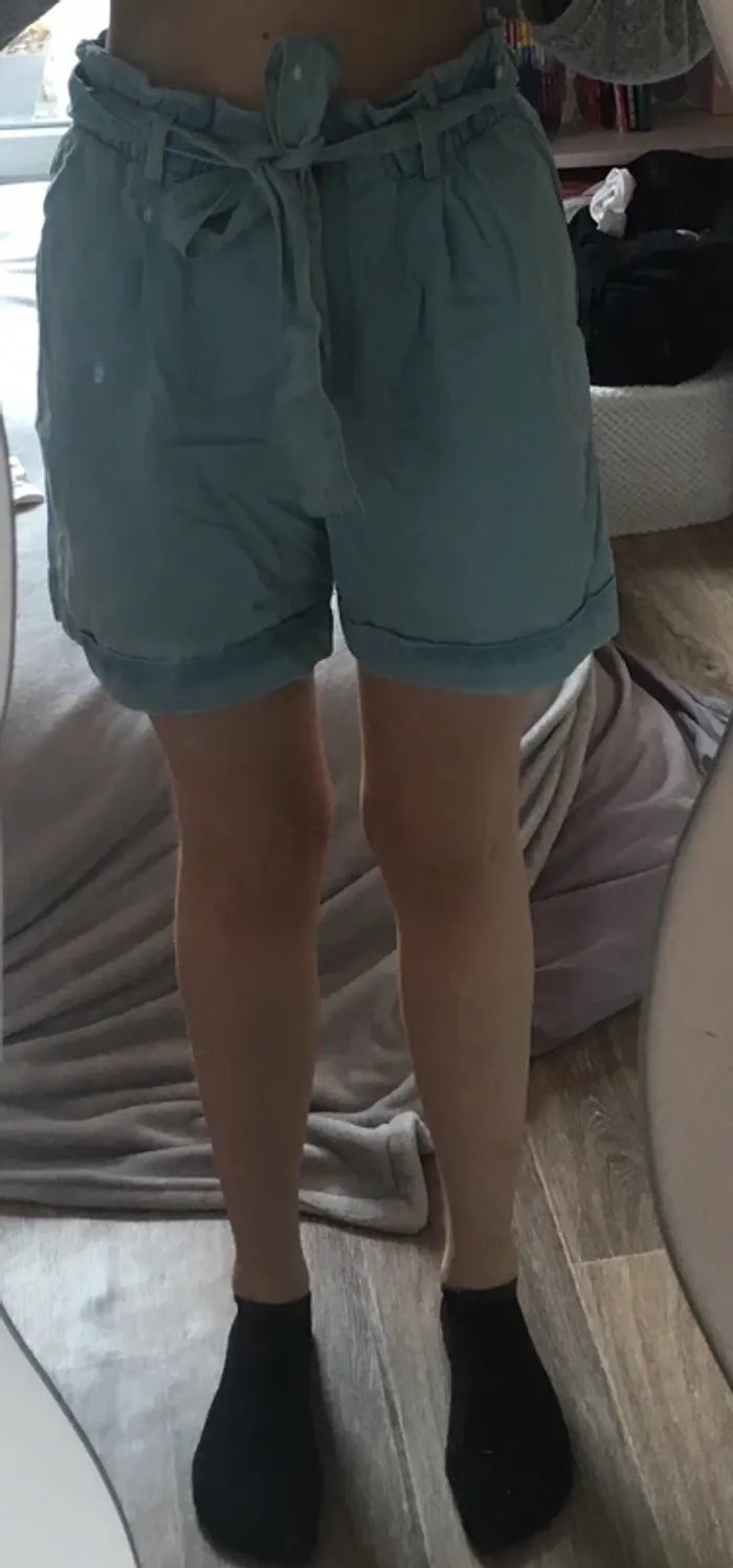 Short taille haute large en effet jean - photo numéro 5
