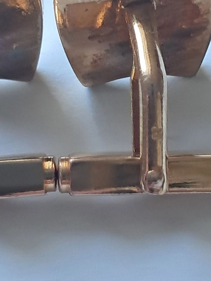 Boutons de manchette vintages forme fer à cheval en plaqué or et nacre - photo numéro 7
