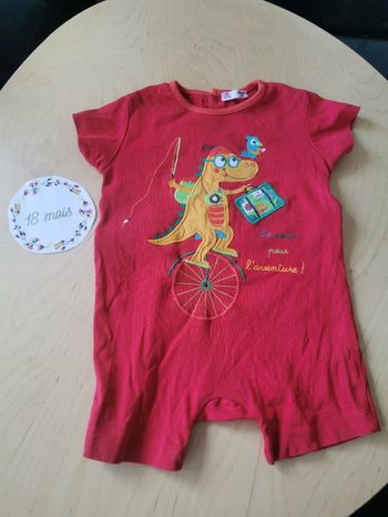 Pyjama d'été rouge bébé garçon 18mois dpam