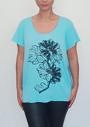 T-shirt bleu fleur noir taille xxl
