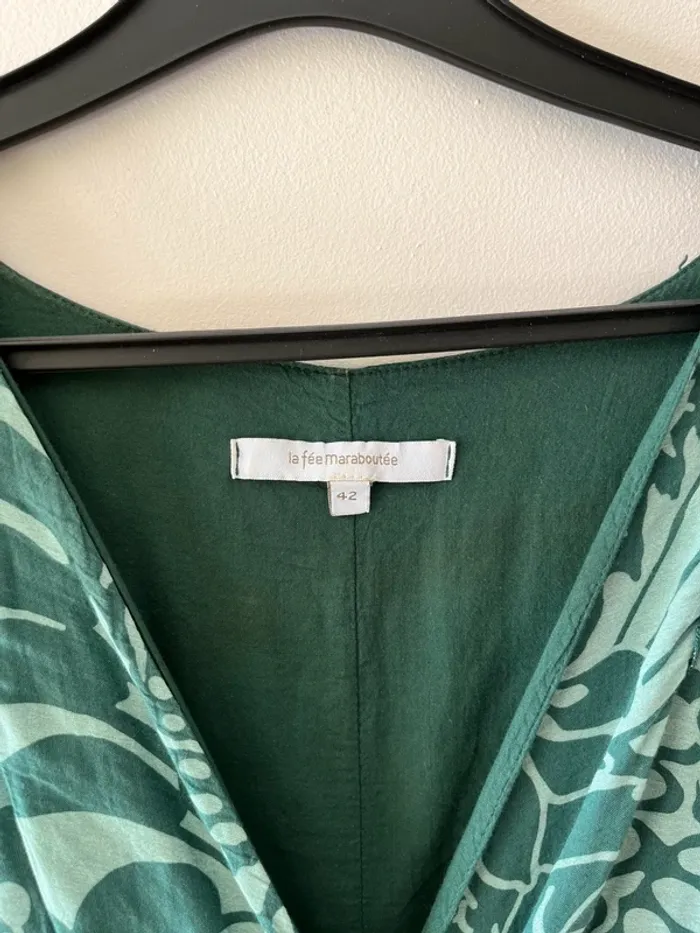 Magnifique robe longue verte || coton et soie || taille 42 || la fée maraboutée - photo numéro 3