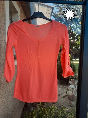 Blouse coton fluide rose corail T 36 Vintage Dressing
