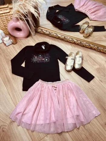 Taille 6 ans tenue de fête fille Okaidi Tex noir et rose * tulle * 🩷