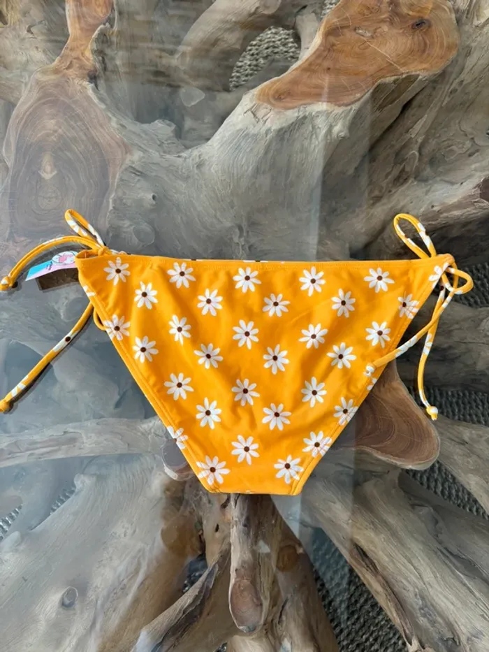 Bas de maillot de bain Ardene jaune fleurs ficelles - photo numéro 3