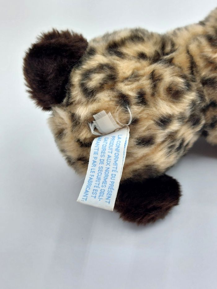 Petite peluche léopard guépard beige marron noir NOUNOURS doudou vintage 16 cm - photo numéro 7
