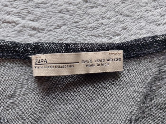 Top manches longues Zara résille noir broderies fleurs & oiseaux taille 36-38 - photo numéro 7