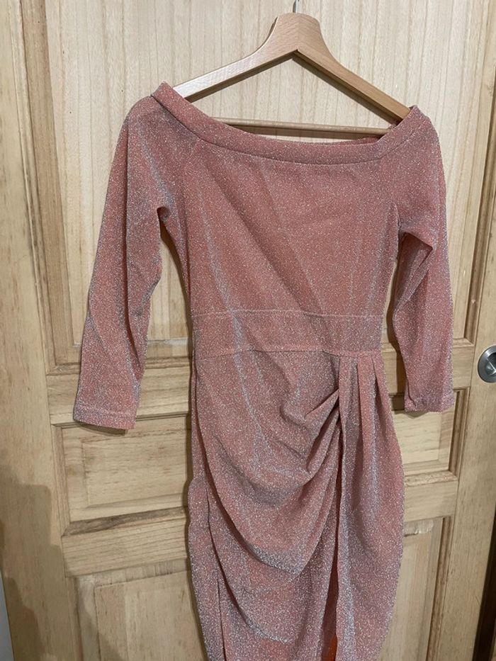 Robe de fête scintillante manches 3/4