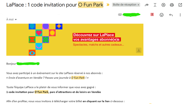 Code promo billet gratuit O FUN PARK. Maxi Fun Pass Gagné Ouest France - photo numéro 4