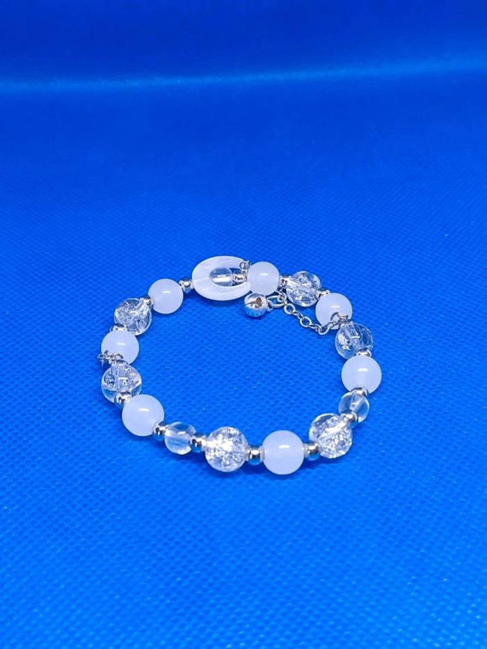 Bracelet perles blanches et transparentes lune - photo numéro 2