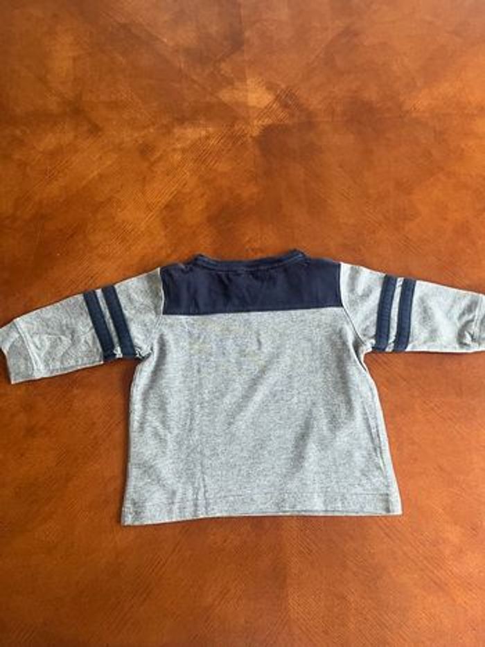 T-shirt manches longues Tommy Hilfiger 12 mois gris et marine - photo numéro 2