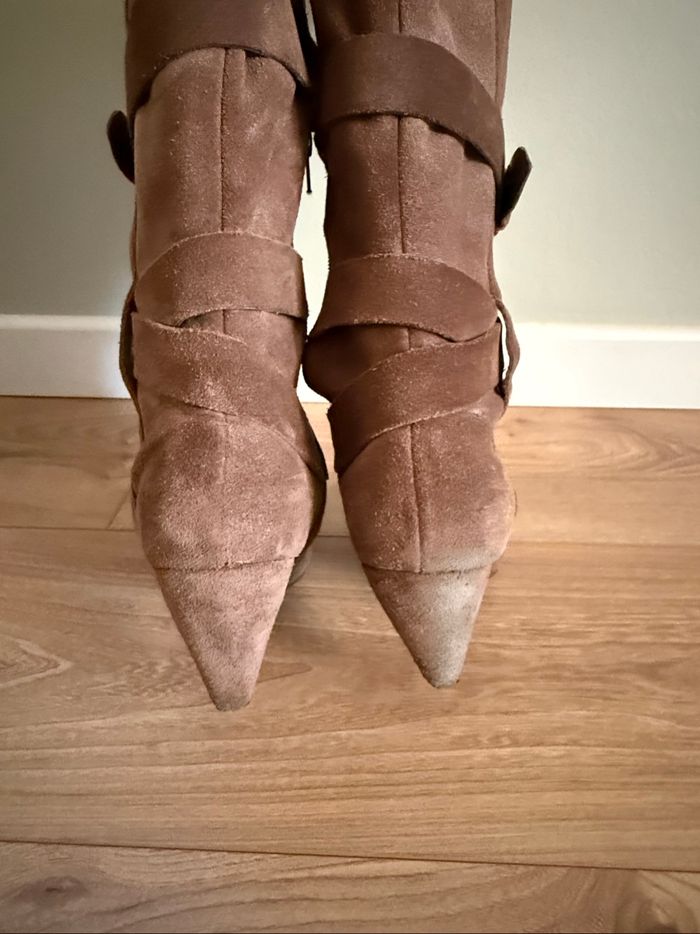 Bottes cuir retourné camel - photo numéro 5