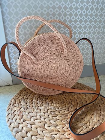 Sac paille rond bandoulière H&M
