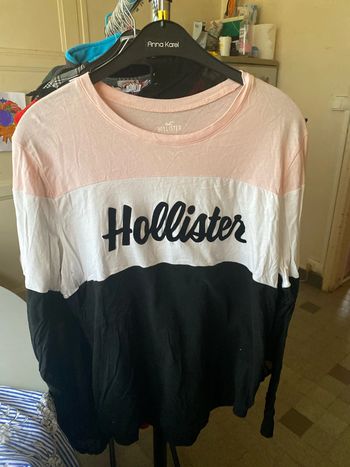 T-shirt à manches,longue rose et blanc et noir