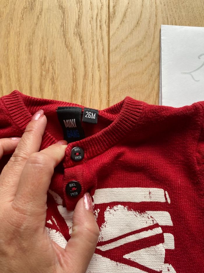 Pull rouge drapeau – Mini Gang – 26 mois - photo numéro 2