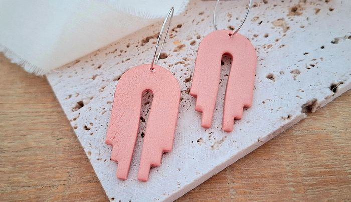 Boucles d’oreilles Arche 🌸 Rose poudrée - Modèle unique (neuve) - photo numéro 6