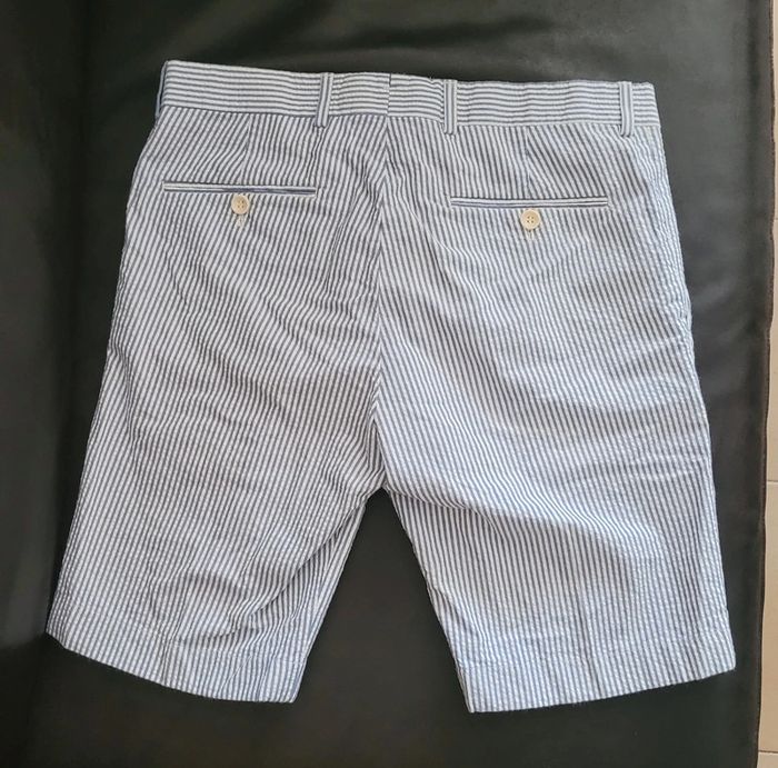 Bermuda short golf homme rayures bleu blanc - photo numéro 2