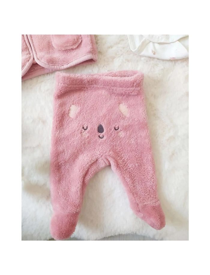 Ensemble hiver naissance fille veste polaire à capuche + pantalon à pieds + body - photo numéro 4