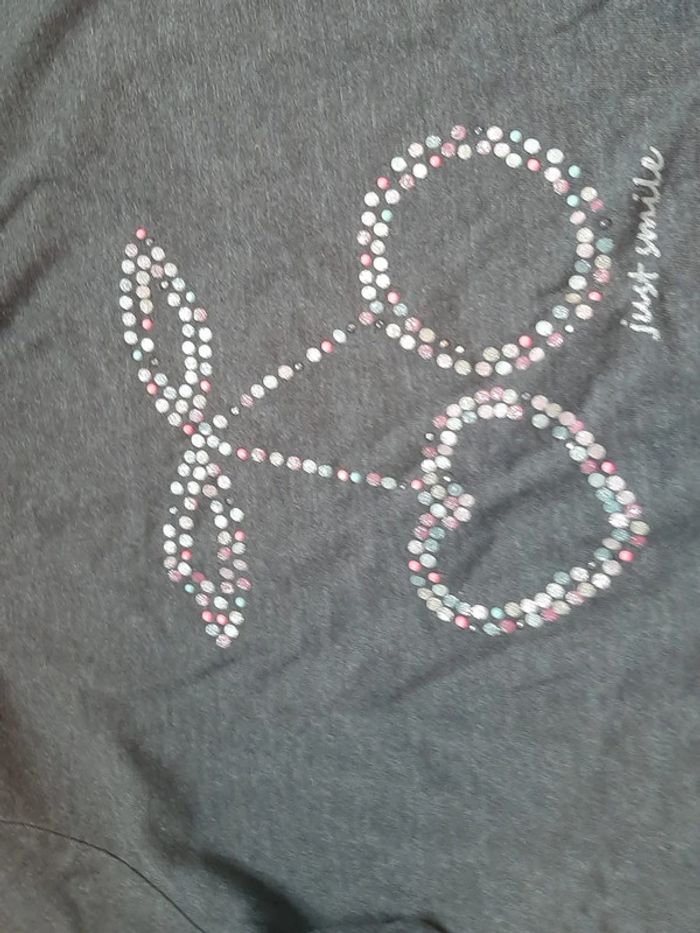 T shirt gris, manches longues, avec dessin de cerise, Okaidï, 14 ans, nickel - photo numéro 2