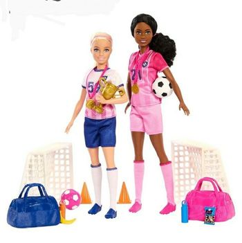 BARBIE FOOTBALLEUSE COFFRET 2 POUPEES ET 15 ACCESSOIRES