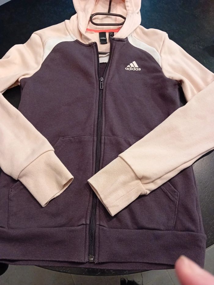 Veste Adidas Fille 13/14 ans Rose Violet Blanc - photo numéro 2