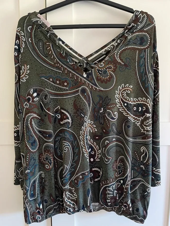 Chemisier Cassis Kaki avec motifs Femme - L - photo numéro 4