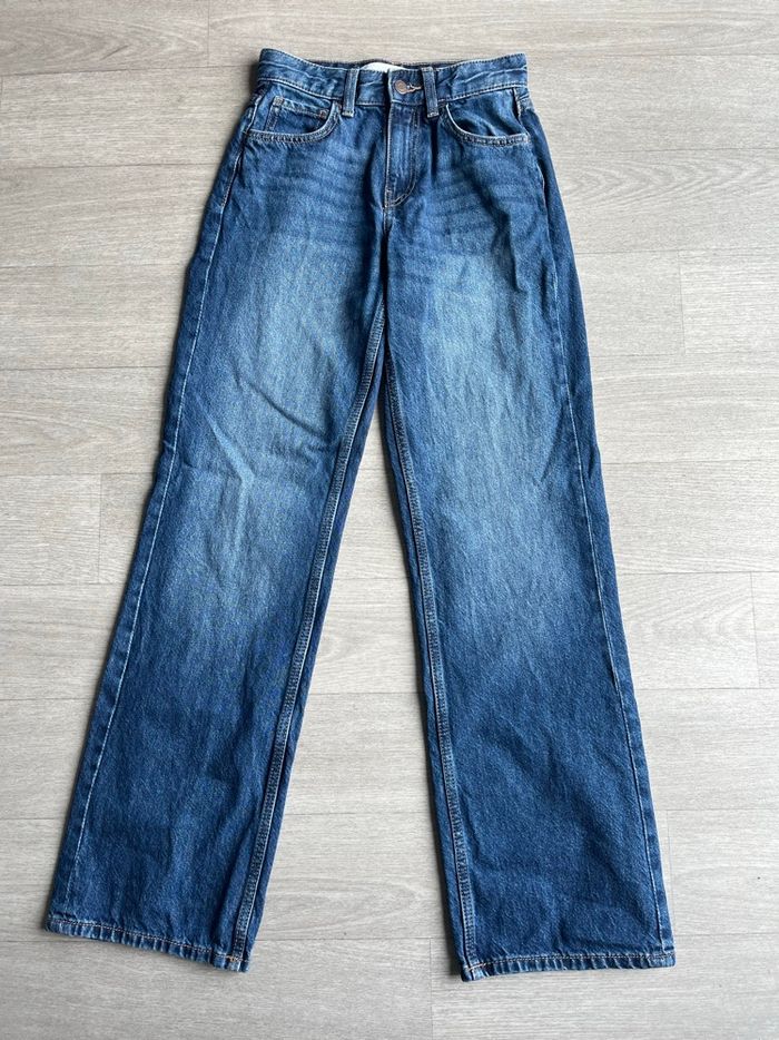 Jean large taille haute bleu foncé Bershka T32 - photo numéro 2