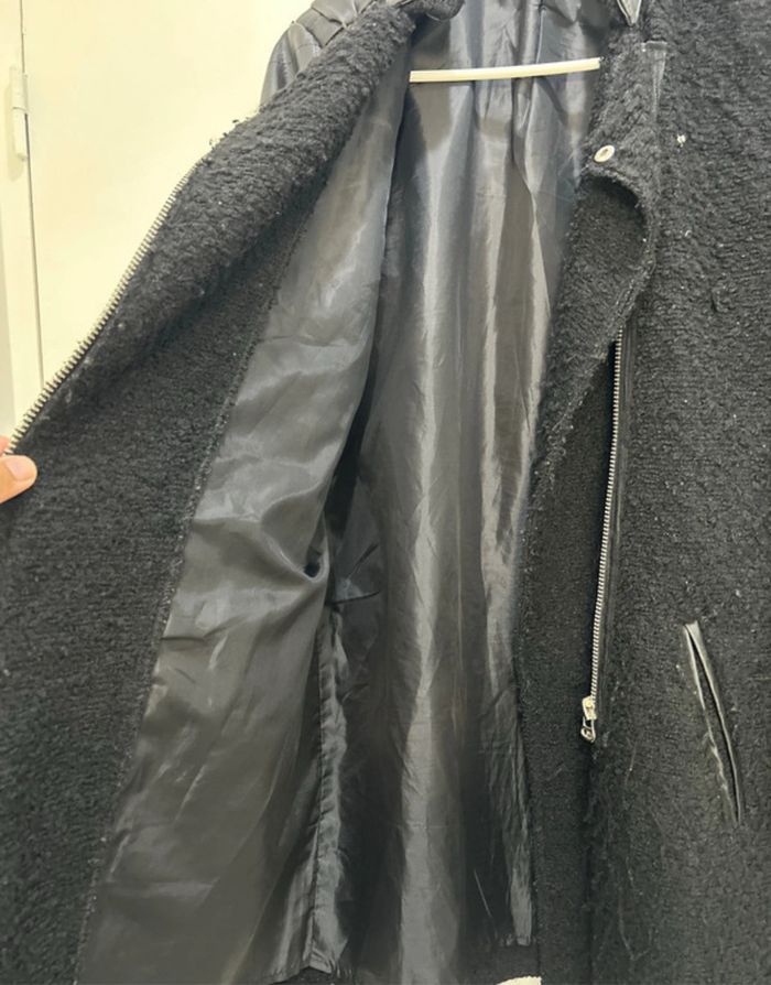 Manteau Noir taille M Effet Laine Bouclée - photo numéro 5