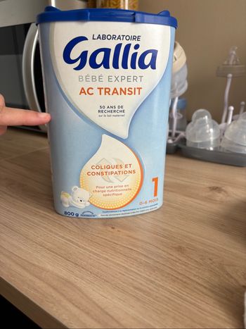 Gallia Bébé Expert AC Transit 1 (0-6 mois) – Lait pour coliques/constipations – 800 g – Ouvert