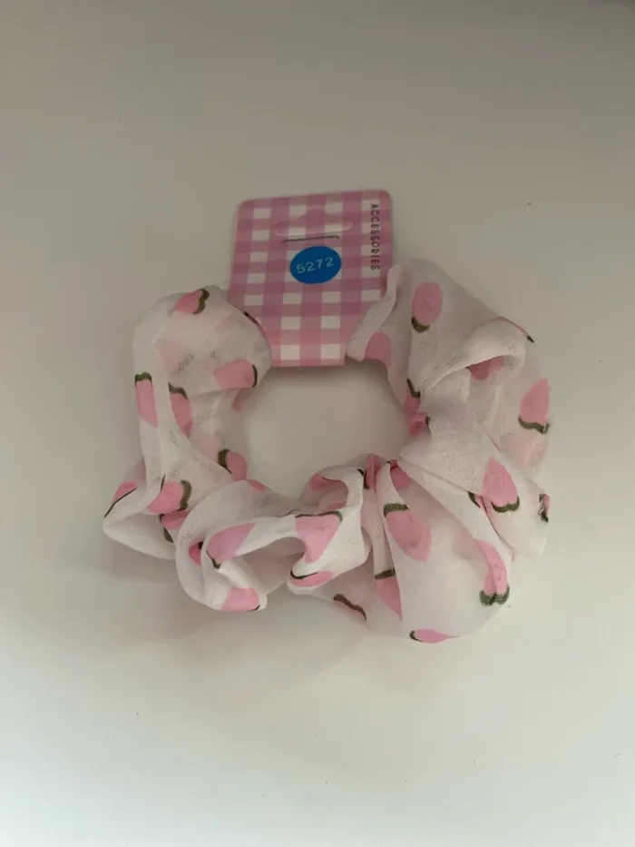 Chouchou en voile avec motif fraise