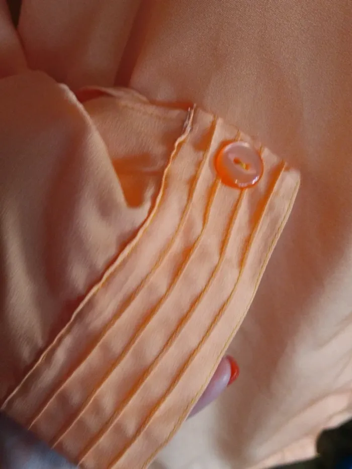 Chemisier chemise top blouse corail orange nœud lavallière - photo numéro 3