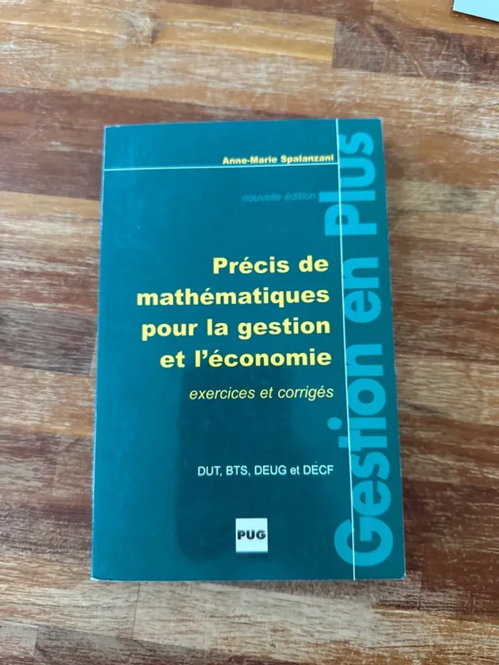 Livre précis de mathématiques pour la gestion et l’économie