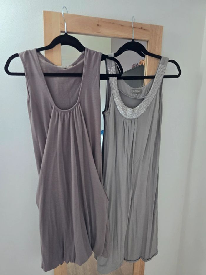Lot 2 Robe boule taupe pailleté taille 34 3 suissesin extenso