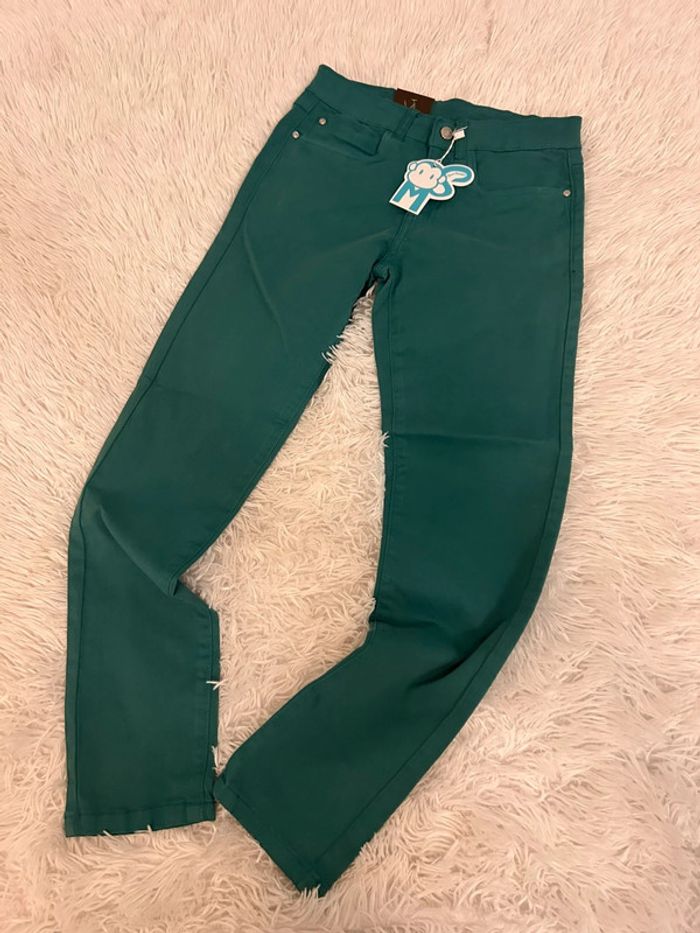 Jean Skinny, vert, taille 10 ans neuf