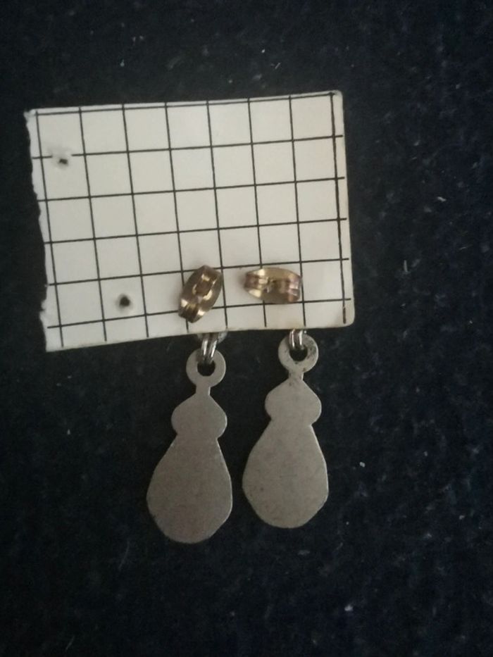 Boucles d'oreilles pendantes argentées - photo numéro 3