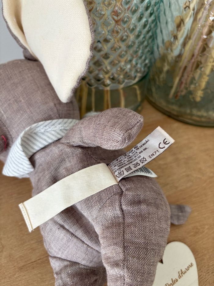 Peluche éléphant lin gris Abbas - photo numéro 7