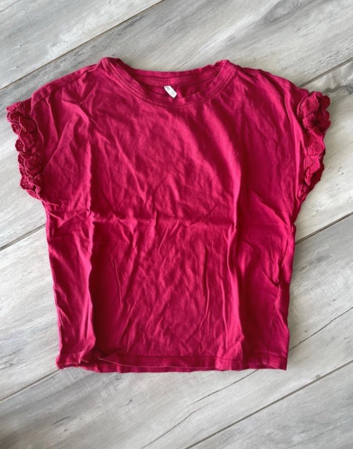 Tee-Shirt fille T 9-10 ans Only rouge bordeaux - photo numéro 2