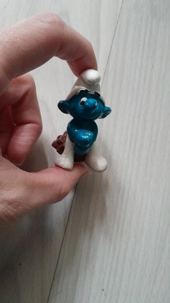 Magnifique figurine ancienne stroumpf pêcheur