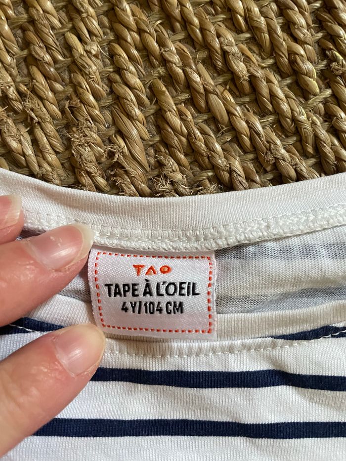 T-shirt marinière manches longues fille TAO 4 ans - photo numéro 2