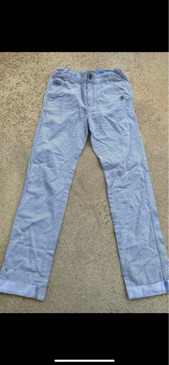 pantalon rayé YCC bleu et blanc