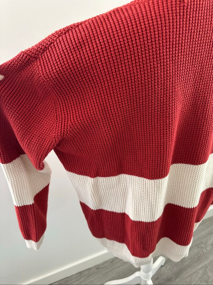 Pull oversize en maille rouge rouille et blanc crème Armor-Lux Vintage T5 46/48 3XL/4XL - photo numéro 6