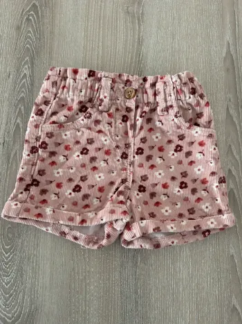 Short velours fleurie rose 18 mois