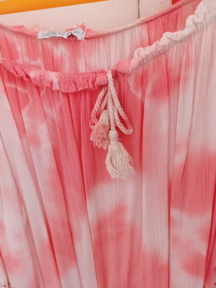 Blouse corail et blanc taille unique - photo numéro 3