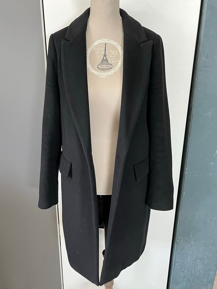 Manteau ZARA noir taille XS (57 % de laine) en TBEG - photo numéro 2