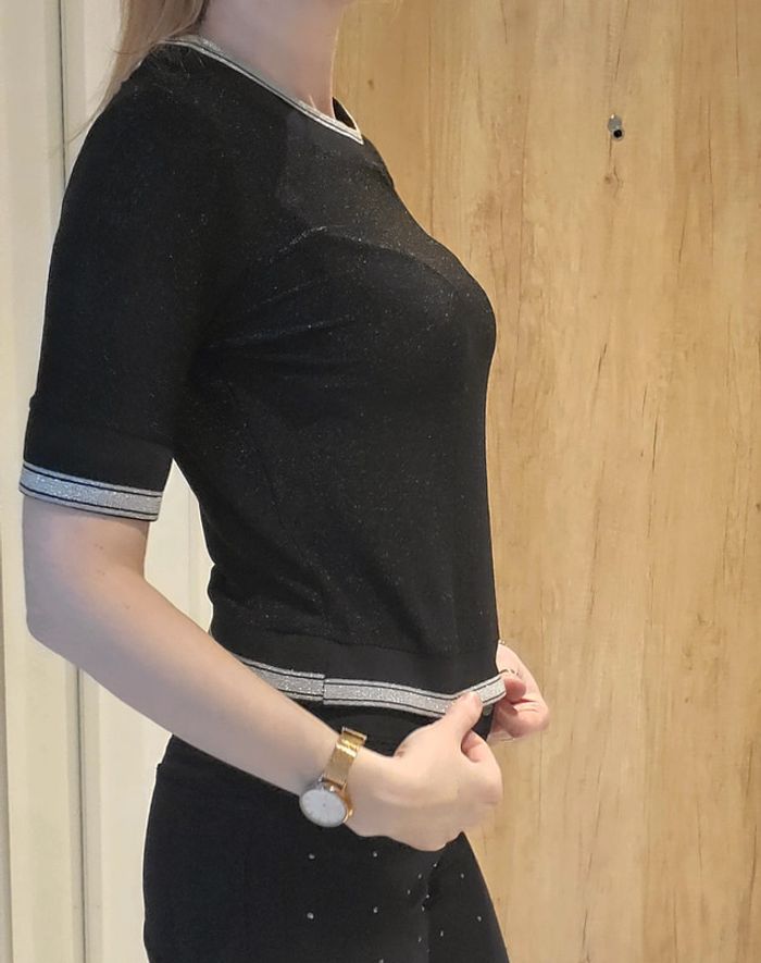 Joli top soirée chic noir métallisé Jennyfer S