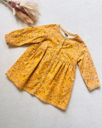 Robe en velours côtelé moutarde à motifs 23 mois - Tape à l'œil