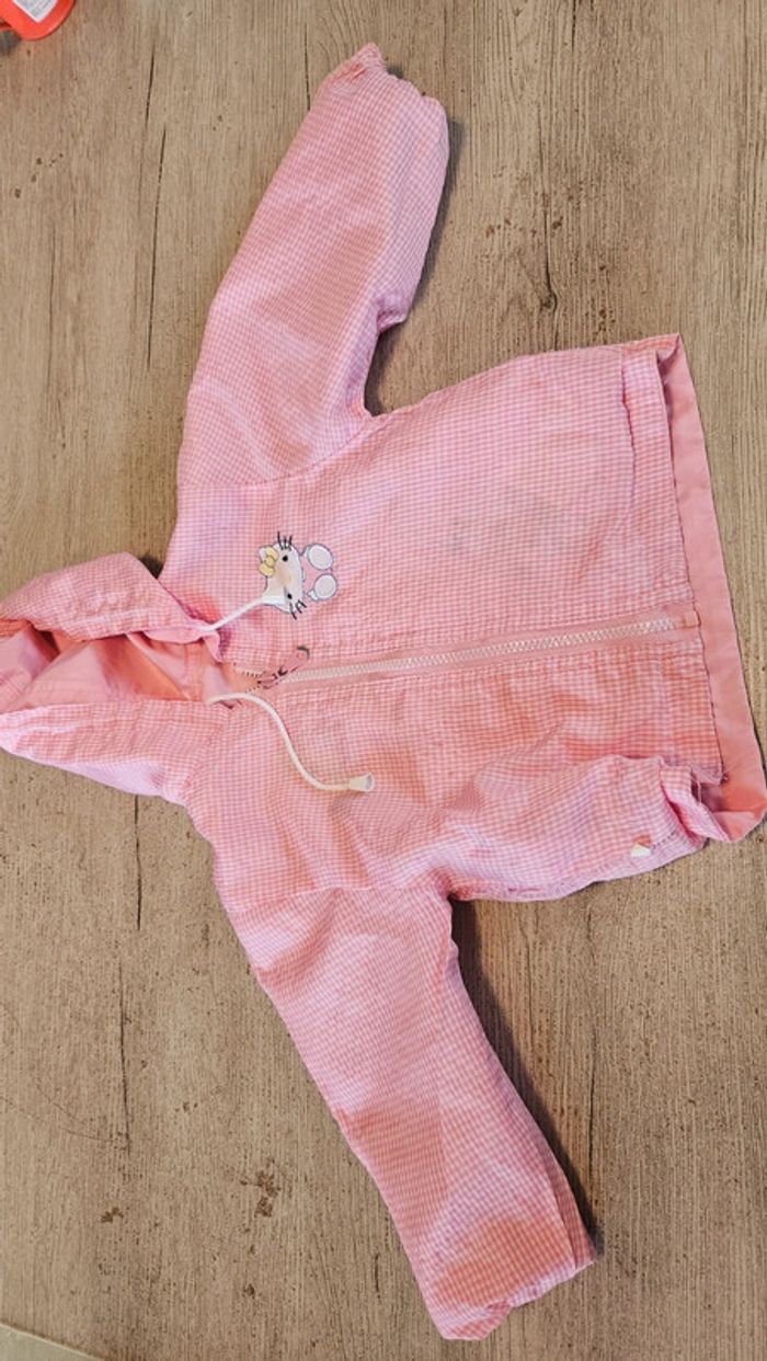 Veste à capuche réversible rose / rose à carreaux blancs, Hello Kitty, 4 ans - photo numéro 8