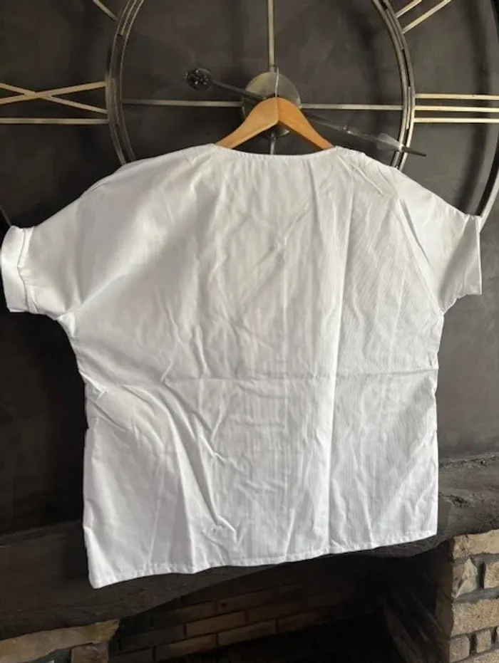 blouse de travail femme en coton strillé taille 48 / XXXL - photo numéro 4