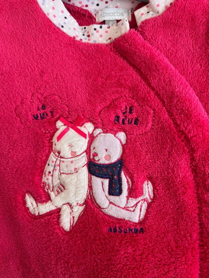 Pyjama chaud fuchsia en polaire douce - Absorba 6 mois (68cm) - photo numéro 3